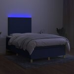 vidaXL Sommier à lattes de lit et matelas et LED Bleu 120x200 cm Tissu