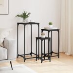 vidaXL Tables d’appoint gigognes 3 Pièces noir bois d'ingénierie