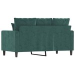 vidaXL Canapé à 2 places Vert foncé 120 cm Velours