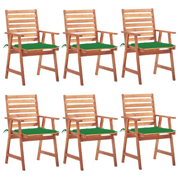 vidaXL Chaises à manger d'extérieur lot de 6 et coussins Acacia massif