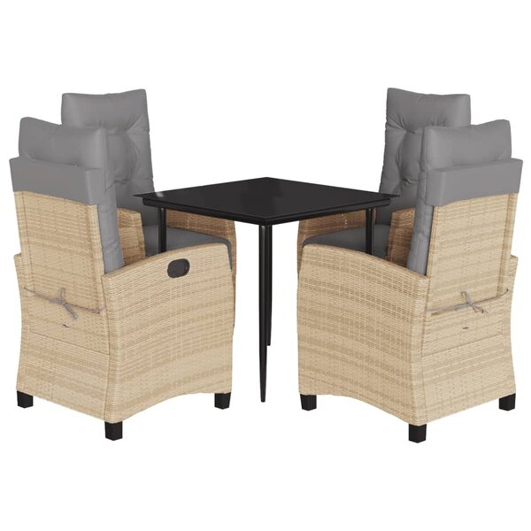 vidaXL Ensemble à manger de jardin coussins 5 Pièces mélange beige rotin
