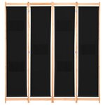 vidaXL Cloison de séparation 4 panneaux Noir 160x170x4 cm Tissu