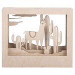 Kit bois cadre à motif 3D Lama  FSC 100  nature  24x20x6 9cm  10 pces  boîte 1kit