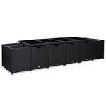 vidaXL Salon de jardin 13 Pièces avec coussins Résine tressée Noir