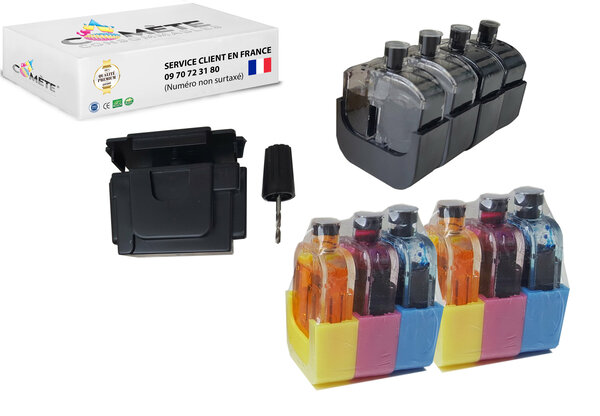 6 recharges compatibles avec canon 545 546xl 4 noir+ 2 couleurs