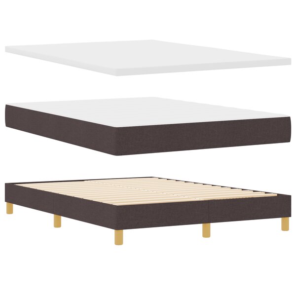 Lit box spring vidaXL avec matelas marron foncé 140x200 cm en tissus