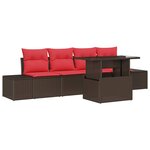 vidaXL Ensemble de Canapés 5 Pièces Marron et rouge polyrotin