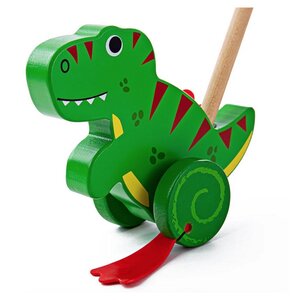 jouet T-rex à pousser en bois