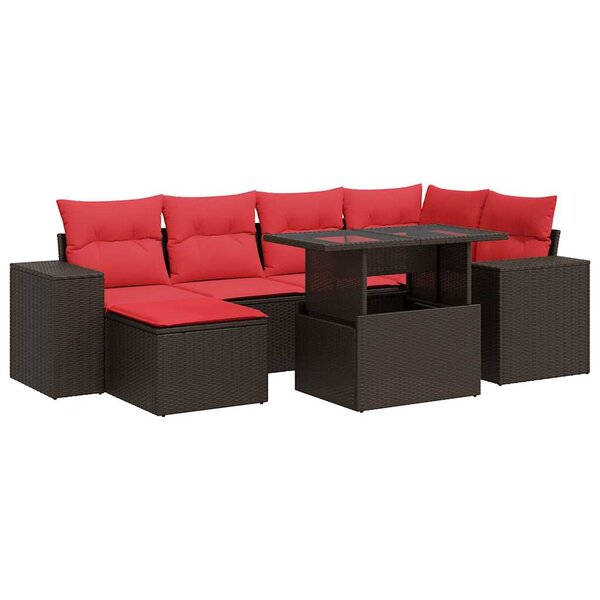 vidaXL Salon de jardin avec coussins 9Pièces marron résine tressée acacia
