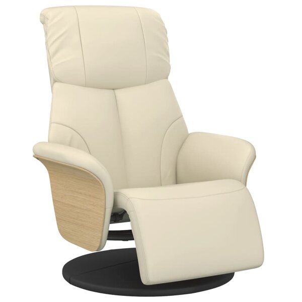 vidaXL Fauteuil inclinable avec repose-pieds crème similicuir
