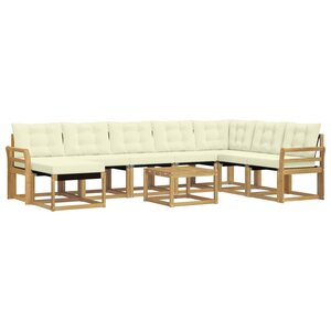 vidaXL Ensemble de canapés d'extérieur 9 pc Blanc et crème