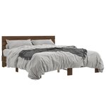 vidaXL Cadre de lit chêne marron 150x200 cm bois d'ingénierie et métal