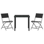 vidaXL Ensemble de salle à manger pour jardin 3 Pièces Noir