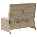 vidaXL Banc inclinable de jardin avec coussins beige résine tressée