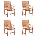 vidaXL Chaises à manger d'extérieur lot de 4 et coussins Acacia massif