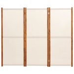 vidaXL Cloison de séparation 3 panneaux Blanc crème 210x180 cm