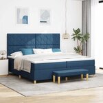 vidaXL Lit à ressorts avec matelas Bleu 200 x 200 cm tissu