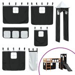 vidaXL Lit mezzanine enfants avec tour blanc/noir 80x200cm pin massif