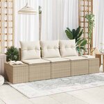vidaXL Ensemble de canapé de jardin 3 Pièces Beige Poly rotin