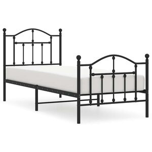 vidaXL Cadre de lit métal sans matelas avec pied de lit noir 90x200 cm