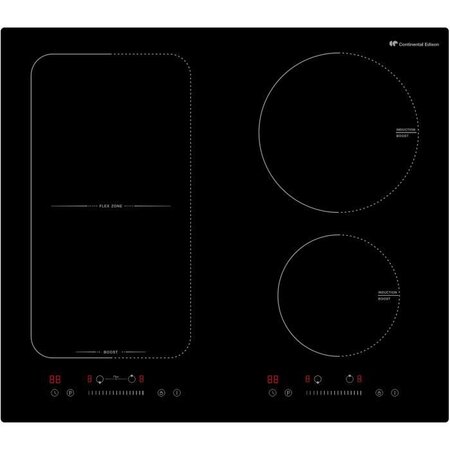 Plaque de cuisson induction CONTINENTAL EDISON 4 foyers zone modulable L59 x P52 cm CETI4Z60FLEX