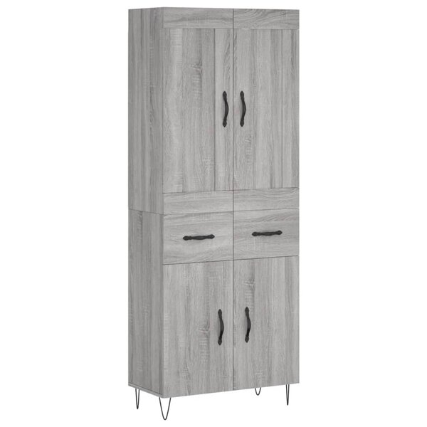 vidaXL Buffet haut Sonoma gris 69 5x34x180 cm Bois d'ingénierie