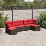 vidaXL Salon de jardin avec coussins 7 Pièces marron résine tressée