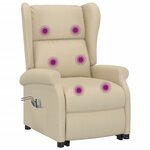 vidaXL Fauteuil de massage Crème Tissu