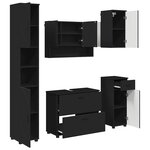 vidaXL Ensemble de mobilier de salle de bain avec tiroir 5 Pièces Noir