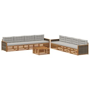 vidaXL Ensemble de canapés d'extérieur 9 Pièces Naturel et gris clair