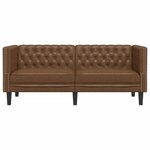 vidaXL Canapé à 2 places Chesterfield marron similicuir daim