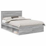 vidaXL Cadre de lit Gris Sonoma 140 x 200 cm Pin massif
