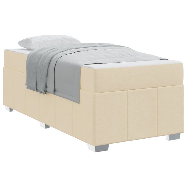 vidaXL Cadre de lit avec matelas Crème 90 x 200 cm tissu