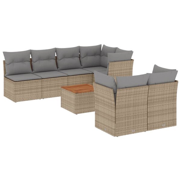 vidaXL Salon de jardin avec coussins 8 Pièces beige résine tressée