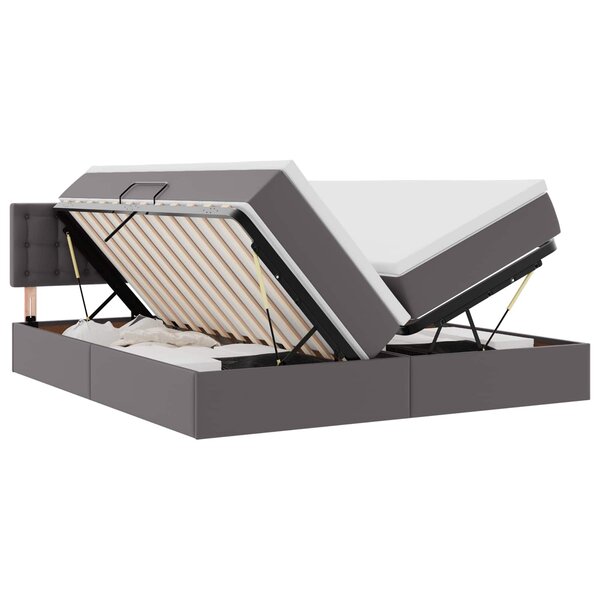 vidaXL Lit avec rangement et LED Gris 180 x 200 cm Cuir synthétique