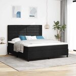 vidaXL Lit à ressorts avec matelas Noir 180 x 200 cm tissu