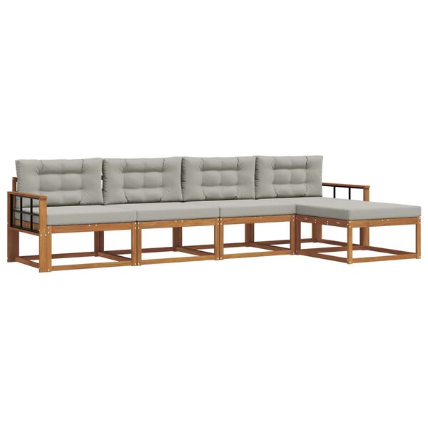 vidaXL Ensemble de canapés d'extérieur 5 pc Gris Naturel et Clair