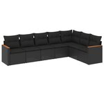 vidaXL Salon de jardin 7 Pièces avec coussins noir résine tressée