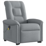 vidaXL Fauteuil inclinable de massage électrique Gris clair Tissu