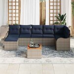 vidaXL Ensemble de canapé de jardin avec coussin 8 Pièces Gris polyrotin