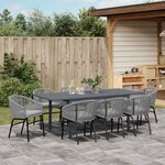 vidaXL Ensemble de salle à manger pour jardin 9 pc Gris polyrotin