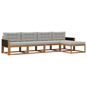 vidaXL Ensemble de canapés d'extérieur 5 pc Naturel et Gris clair