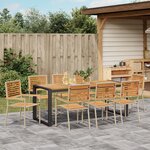 Ensemble de salle à manger de jardin de 9 pièces en poly rotin beige et acacia vidaXL