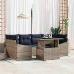 vidaXL Ensemble de canapé de jardin 7 Pièces Gris Poly rotin