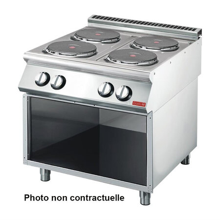 Piano de cuisson électrique 4 plaques - 10 4 kw - gastro m -  - acier inoxydable 800x700x850mm