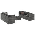 vidaXL Salon de jardin 7 Pièces avec coussins Gris Résine tressée