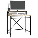 Bureau table poste de travail meuble d'ordinateur informatique étude chêne sonoma 80 x 50 x 90 cm bois d'ingénierie et fer brun 02_0023661
