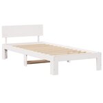 vidaXL Cadre de lit avec tête de lit Blanc 90 x 200 cm Pin massif