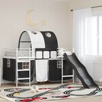 vidaXL Lit mezzanine pour enfants Blanc et Noir 99 5 x 200 cm Métал