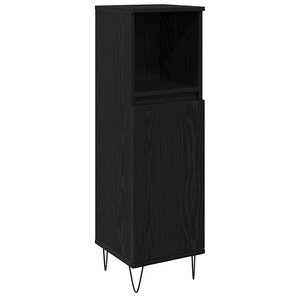 vidaXL Cabinet de salle de bain avec porte Chêne noir 30 x 30 x 100 cm